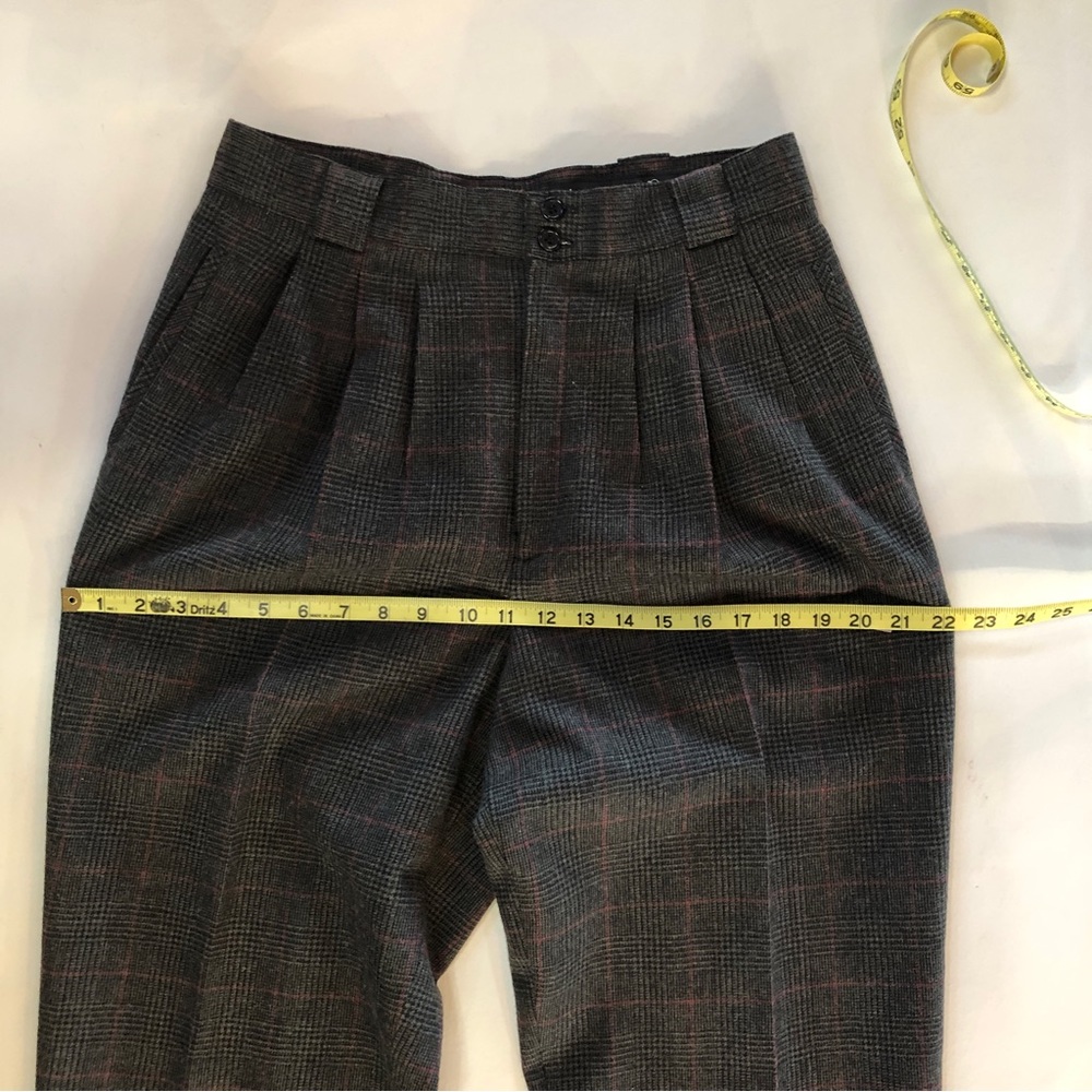 Vintage Giorgio Sant’Angelo Glen Check Plaid Wool Pants Gray Red - Picture 11 of 17